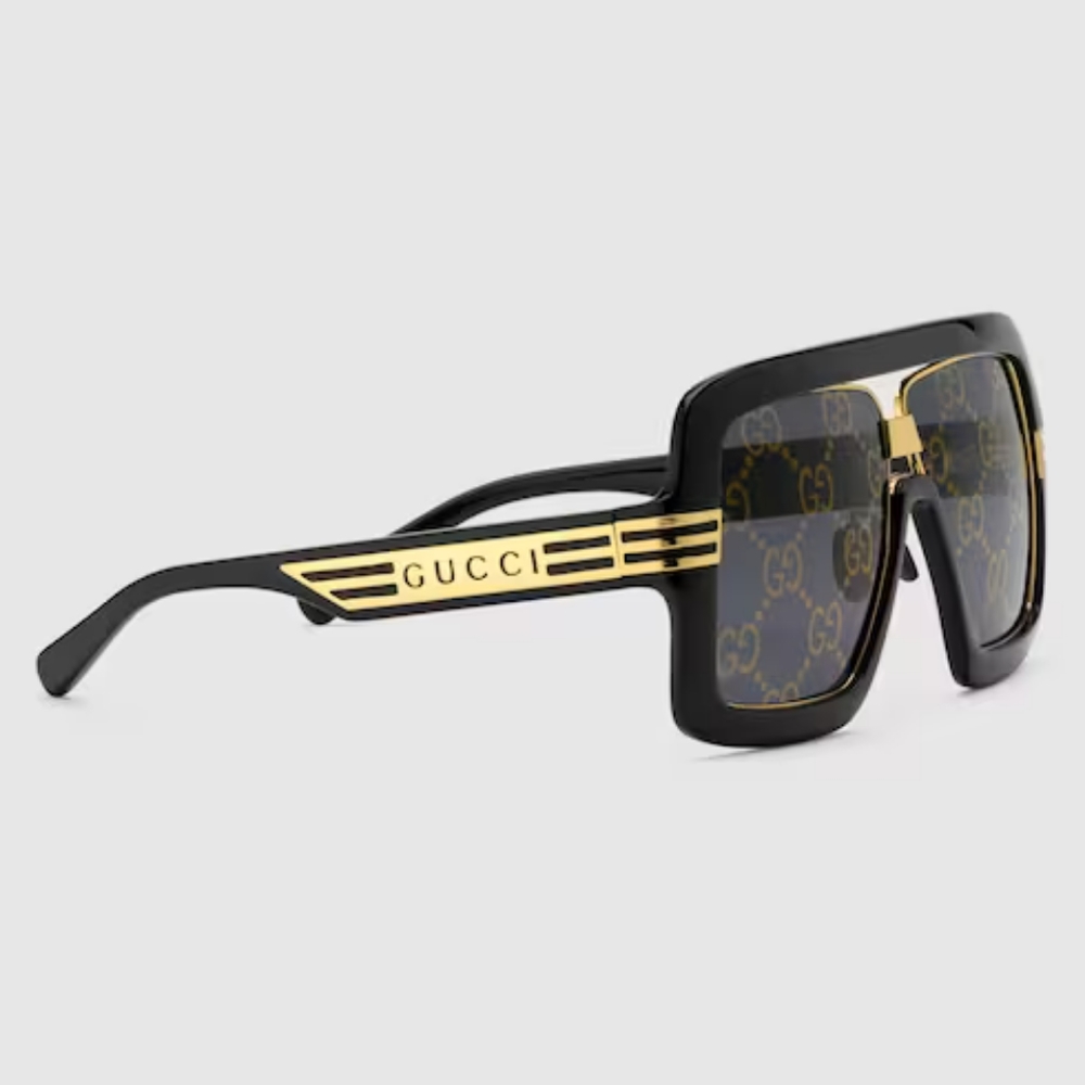NEW GUCCI SQUARE-FRAME SUNGLASSES WITH GG LENS - Picture 2 of 11